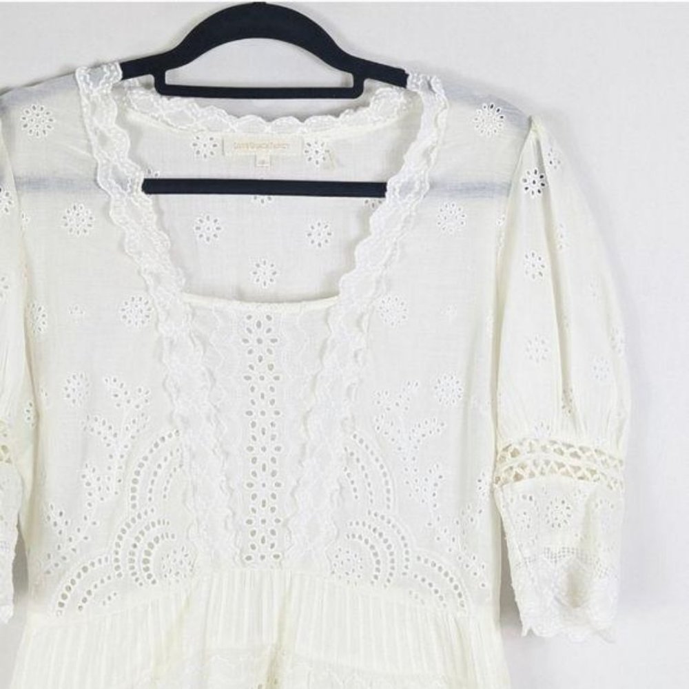 NEW LoveShackFancy Kristen Boho Dress Ivory Lace - Picture 9 of 9
